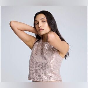 Kenneth Cole Pink Sequin Crop Top